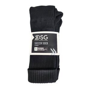Kids DSG Black Soccer Sock 2-Pack Microfiber Toe Seam Cushioned Size S (13K-4)